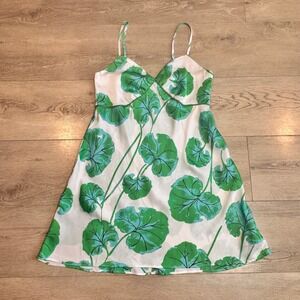 Diane Von Furstenberg DVF for Target Green Leaf Mini Satin Slip Dress Small S